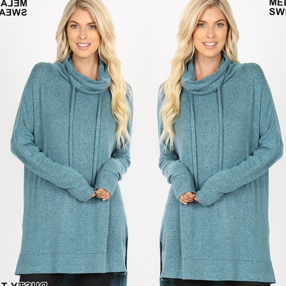 Tops - ✔CLEARANCE! Teal cowl neck drawstring tunic